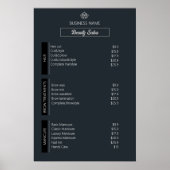 Nail Tech Esthetician prijslijst Zwart Wit Grijs Poster (Voorkant)