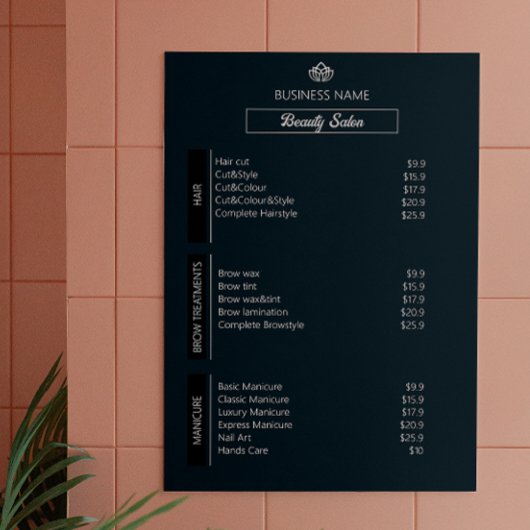 Nail Tech Esthetician prijslijst Zwart Wit Grijs Poster