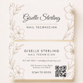 Nail Tech Floral QR Code Professional Visitekaartje