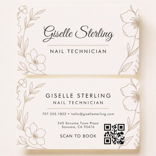 Nail Tech Floral QR Code Professional Visitekaartje