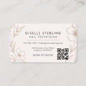 Nail Tech Floral QR Code Professional Visitekaartje (Achterkant)