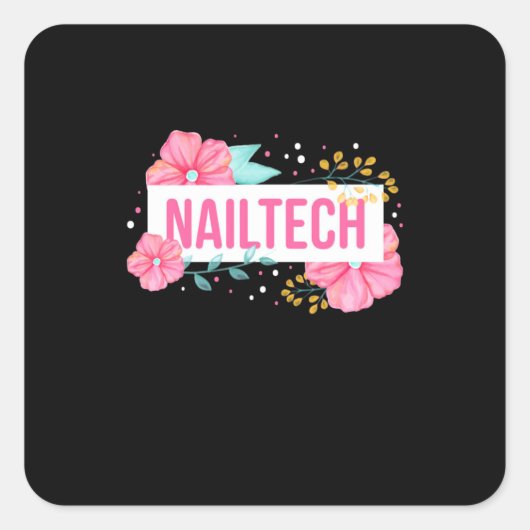 Nail Tech Flower Vierkante Sticker (Voorkant)