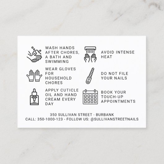 Nail Tech Gel Poolse Aftercare Appointcard Visitekaartje (Achterkant)