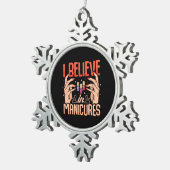 Nail Tech gelooft in manicure Tin Sneeuwvlok Ornament (Rechts)