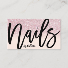 Nail Tech Girly Pink Glitter Ombre Typografie Visitekaartje