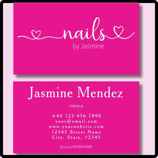 Nail Tech Heet Roze Professionele Manicure Salon Visitekaartje