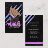 Nail Tech Holographic Claw Scratch Nail Shop Logo Visitekaartje (Voorkant / Achterkant)
