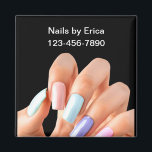 Nail Tech Koele Koelkastmagneten Magneet<br><div class="desc">Deel deze handige en handige aangepaste Nail Technician manicure koelkastmagneten uit die uw contactgegevens handig houden voor uw klanten. Verkrijgbaar in kleine of grotere hoeveelheden om uw bedrijf te promoten.</div>