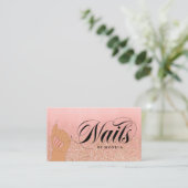 Nail Tech Manicure Artist Peach Gold Glam Glitter Visitekaartje (Staand voorkant)