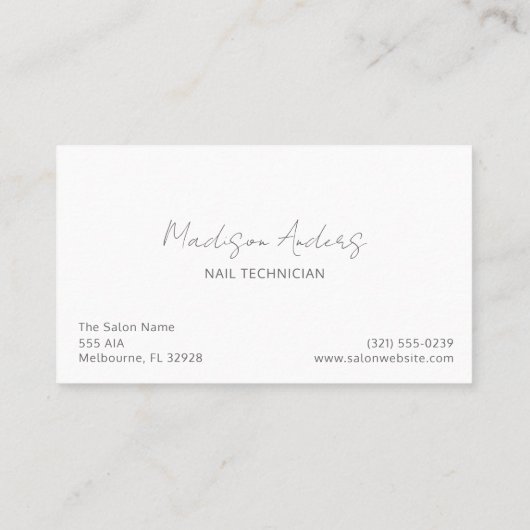 Nail Tech Manicure Professionele Salon Spa Visitekaartje (Achterkant)