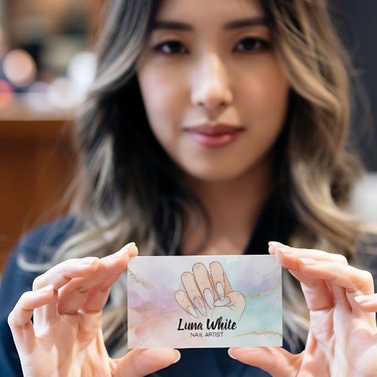 Nail Tech Manicure Watercolor Visitekaartje