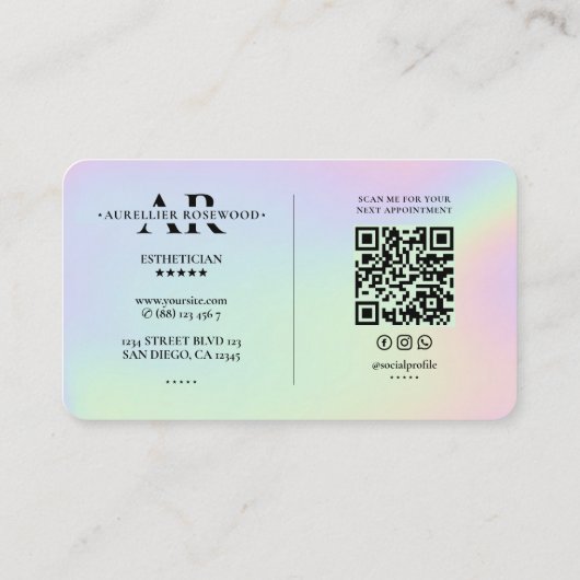 Nail Tech Manicurist Kunstenaar Holografisch Moder Visitekaartje (Achterkant)