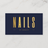 Nail Tech Manicurist QR Code Logo Marine & Goud Visitekaartje (Voorkant)