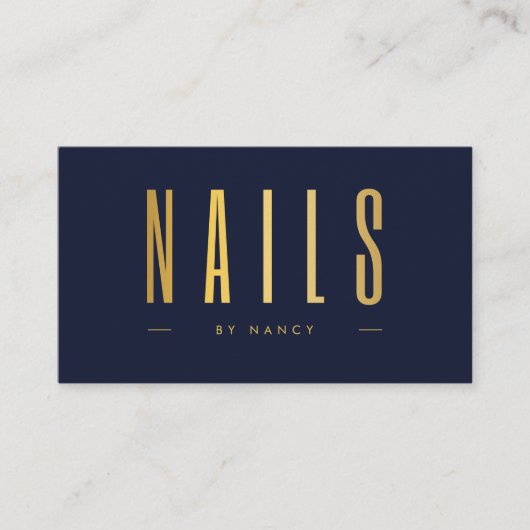 Nail Tech Manicurist QR Code Logo Marine & Goud Visitekaartje (Voorkant)