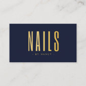 Nail Tech Manicurist QR Code Logo Marine & Goud Visitekaartje (Voorkant)