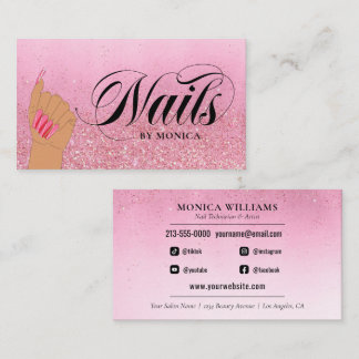 Nail Tech Manicurist Roos Red Glam Glitter Salon B Visitekaartje