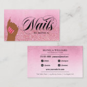 Nail Tech Manicurist Roos Red Glam Glitter Salon Visitekaartje (Voorkant / Achterkant)