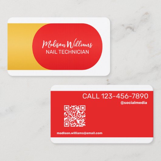 Nail Tech Met Klik Om QR Te Chatten Visitekaartje (Voorkant / Achterkant)
