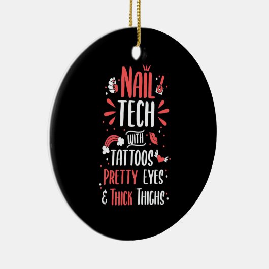 Nail Tech met Tattoos Keramisch Ornament (Rechts)