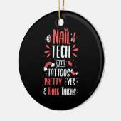 Nail Tech met Tattoos Keramisch Ornament (Links)