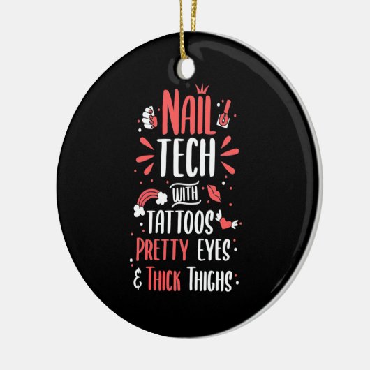 Nail Tech met Tattoos Keramisch Ornament (Links)