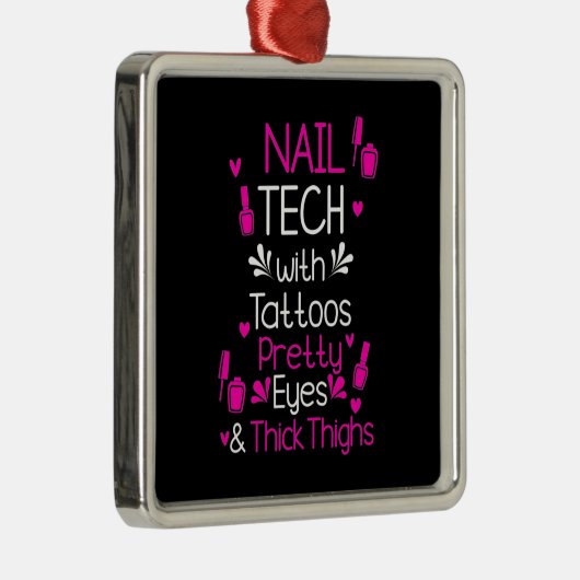 Nail Tech met Tattoos Metalen Ornament (Rechts)