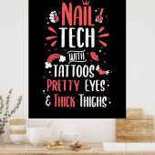 Nail Tech met Tattoos Poster (Keuken)