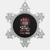 Nail Tech met Tattoos Tin Sneeuwvlok Ornament (Voorkant)