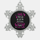 Nail Tech met Tattoos Tin Sneeuwvlok Ornament (Voorkant)