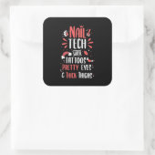 Nail Tech met Tattoos Vierkante Sticker (Tas)