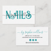 Nail Tech Nail Art Blauwgroen Visitekaartje (Voorkant / Achterkant)