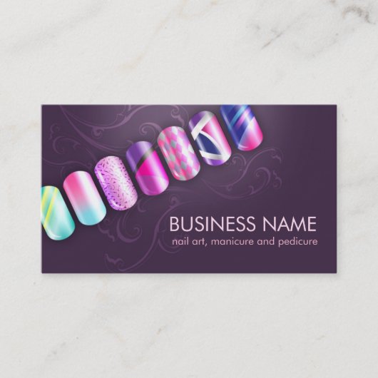 Nail Tech / Nail Art Business Card Template Visitekaartje (Voorkant)