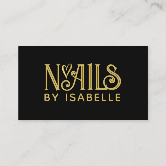 Nail Tech Nail Art Gold Logo Zwart Visitekaartje (Voorkant)