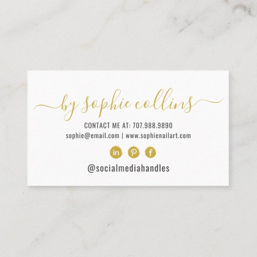 Nail Tech Nail Art Goud Wit Visitekaartje (Achterkant)