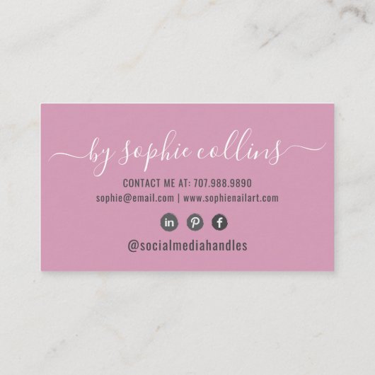 Nail Tech Nail Art Pink Visitekaartje (Achterkant)