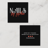Nail Tech Nail Art Zwart Vierkante Visitekaartje (Voorkant / Achterkant)