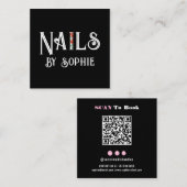 Nail Tech Nail Art Zwart Vierkante Visitekaartje (Voorkant / Achterkant)