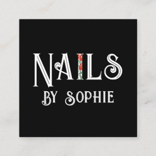 Nail Tech Nail Art Zwart Vierkante Visitekaartje