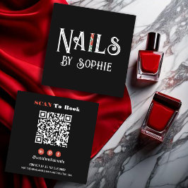 Nail Tech Nail Art Zwart Vierkante Visitekaartje