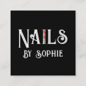 Nail Tech Nail Art Zwart Vierkante Visitekaartje (Voorkant)