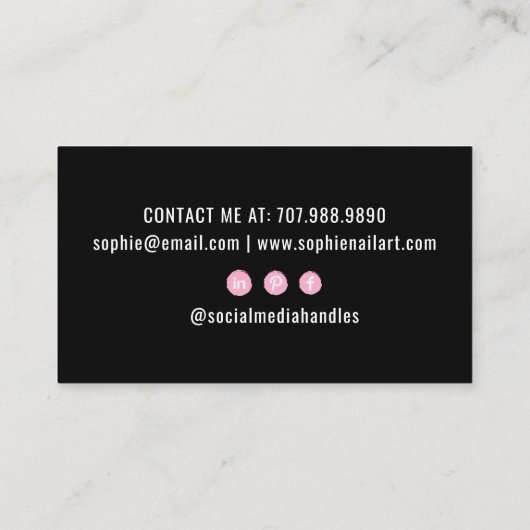 Nail Tech Nail Art Zwart Visitekaartje (Achterkant)