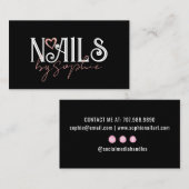 Nail Tech Nail Art Zwart Visitekaartje (Voorkant / Achterkant)