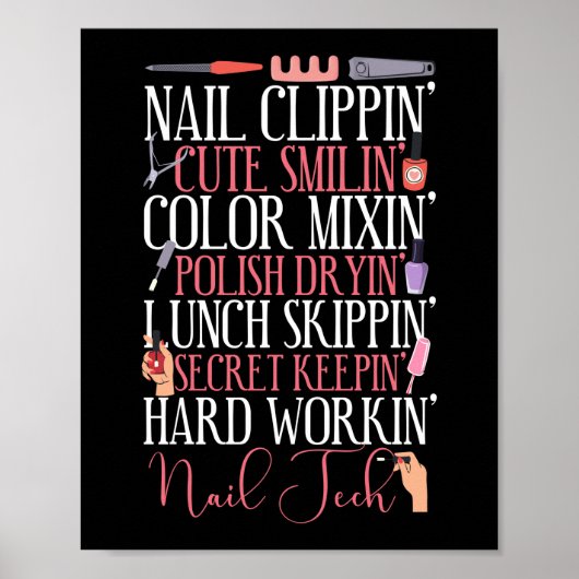 Nail Tech Nail Artist I'M a Nail Clippin' Cute Poster (Voorkant)