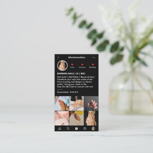 Nail Tech Nail Artist Manicurist Black Loyalty Visitekaartje (Staand voorkant)