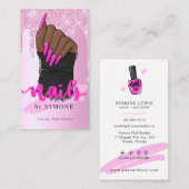 Nail Tech Nail Artist Salon Pink Glitter Driving Visitekaartje (Voorkant / Achterkant)