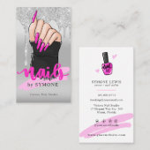 Nail Tech Nail Artist Salon Silver Glitter Drip BU Visitekaartje (Voorkant / Achterkant)
