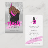 Nail Tech Nail Artist Salon Silver Glitter Drip BU Visitekaartje (Voorkant / Achterkant)