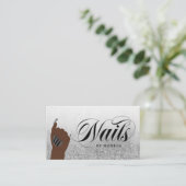 Nail Tech Nail Artist Silver Glam Glitter Salon Visitekaartje (Staand voorkant)