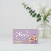 Nail Tech, Nail Salon Paars Elegant Visitekaartje (Staand voorkant)