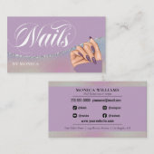 Nail Tech, Nail Salon Paars Elegant Visitekaartje (Voorkant / Achterkant)
